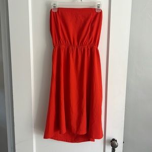 Strapless orange bow back dress